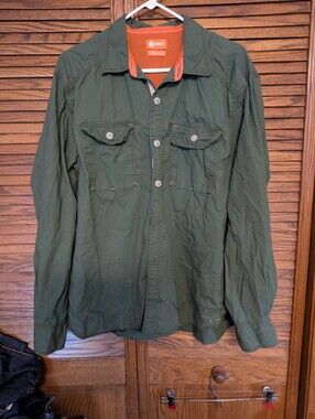 Crocs Croslite Men's Army Green Vented Button Down Shirt Long Sleeve